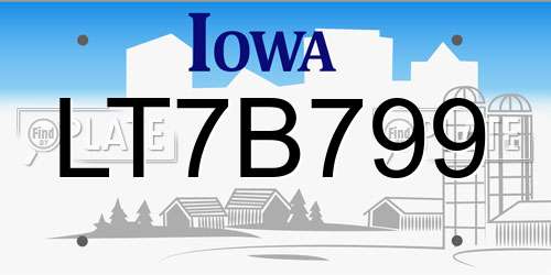 LT7B799 Iowa License Plate