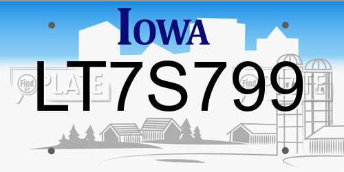 LT7S799 Iowa License Plate