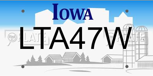 LTA47W Iowa License Plate