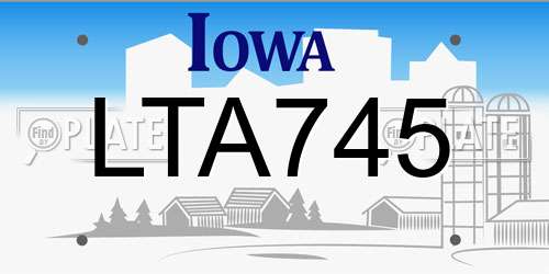 LTA745 Iowa License Plate