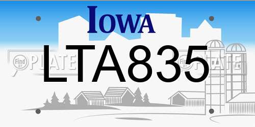 LTA835 Iowa License Plate