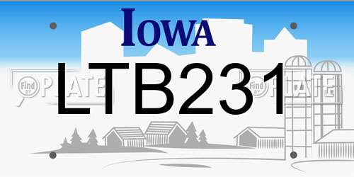 LTB231 Iowa License Plate