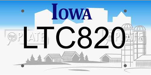 LTC820 Iowa License Plate