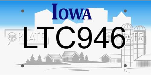 LTC946 Iowa License Plate