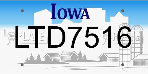 LTD7516 Iowa License Plate