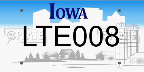 LTE008 Iowa License Plate