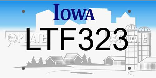 LTF323 Iowa License Plate