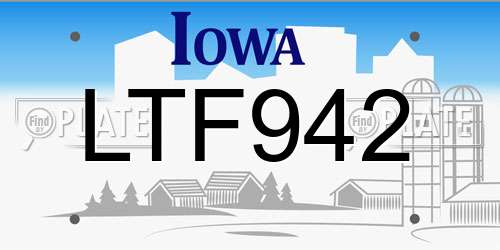 LTF942 Iowa License Plate