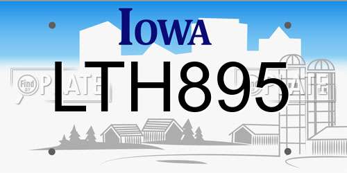 LTH895 Iowa License Plate