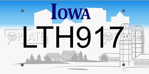 LTH917 Iowa License Plate