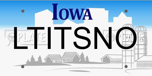 LTITSNO Iowa License Plate