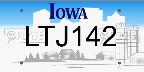 LTJ142 Iowa License Plate