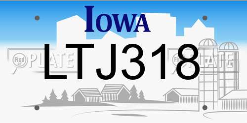LTJ318 Iowa License Plate