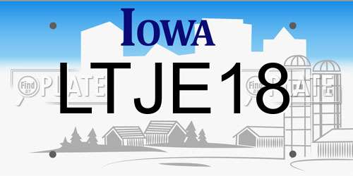 LTJE18 Iowa License Plate