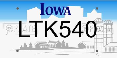 LTK540 Iowa License Plate