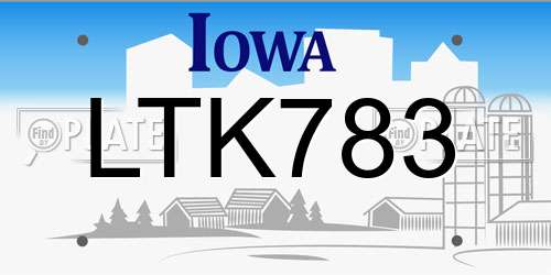 LTK783 Iowa License Plate