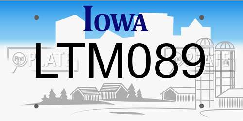 LTM089 Iowa License Plate