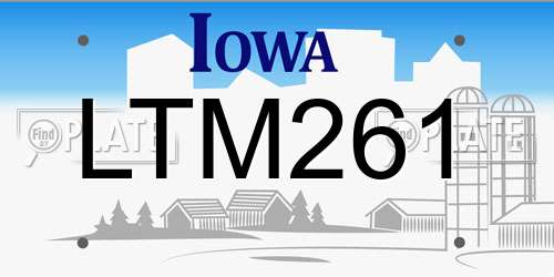 LTM261 Iowa License Plate