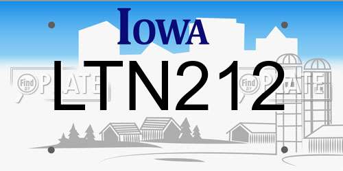 LTN212 Iowa License Plate