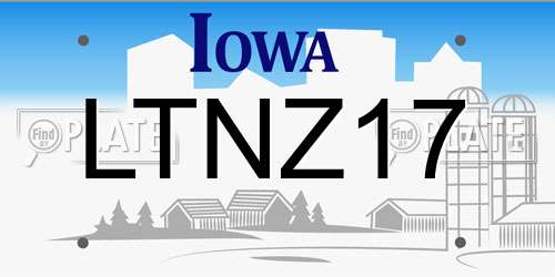 LTNZ17 Iowa License Plate