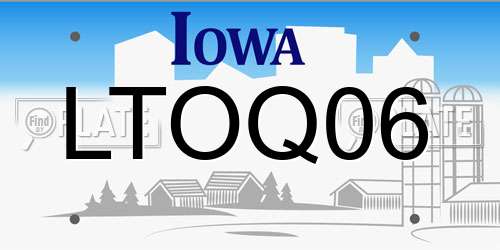 LTOQ06 Iowa License Plate