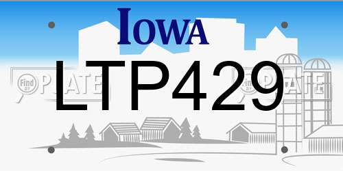 LTP429 Iowa License Plate