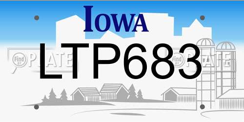 LTP683 Iowa License Plate