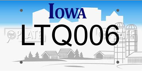 LTQ006 Iowa License Plate