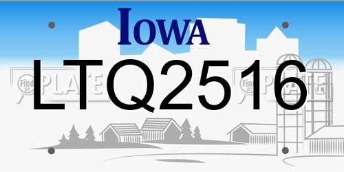 LTQ2516 Iowa License Plate