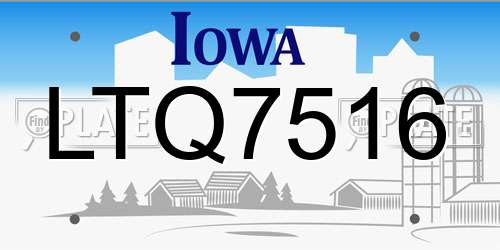 LTQ7516 Iowa License Plate