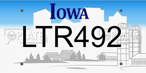 LTR492 Iowa License Plate