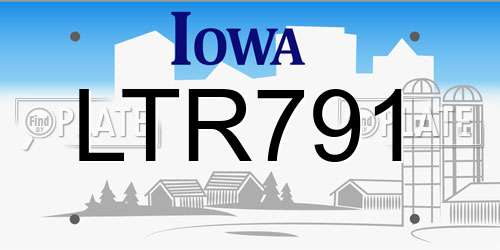LTR791 Iowa License Plate