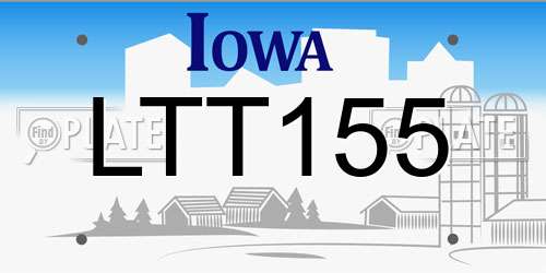 LTT155 Iowa License Plate