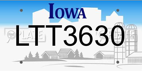 LTT3630 Iowa License Plate