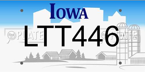 LTT446 Iowa License Plate