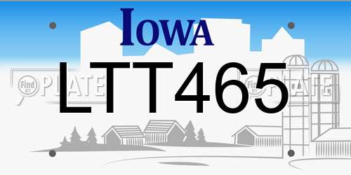 LTT465 Iowa License Plate