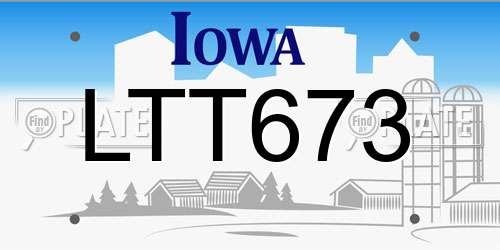 LTT673 Iowa License Plate