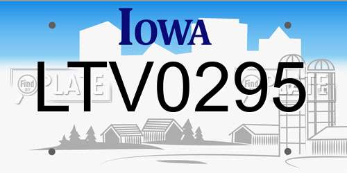 LTV0295 Iowa License Plate