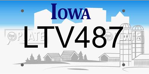 LTV487 Iowa License Plate