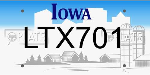LTX701 Iowa License Plate
