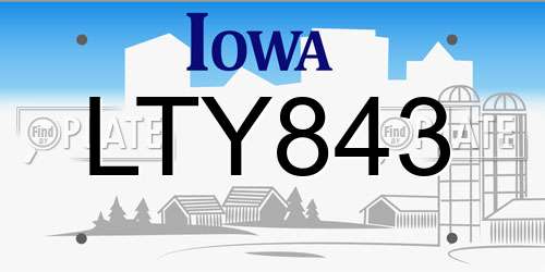 LTY843 Iowa License Plate