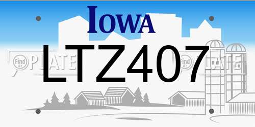 LTZ407 Iowa License Plate