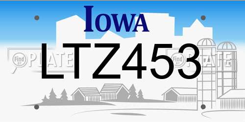 LTZ453 Iowa License Plate