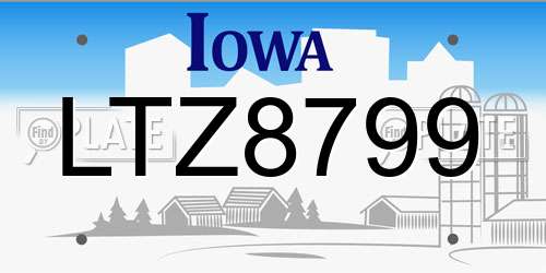 LTZ8799 Iowa License Plate