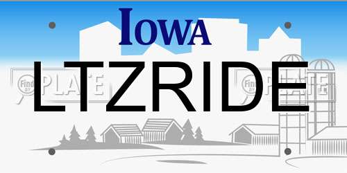 LTZRIDE Iowa License Plate