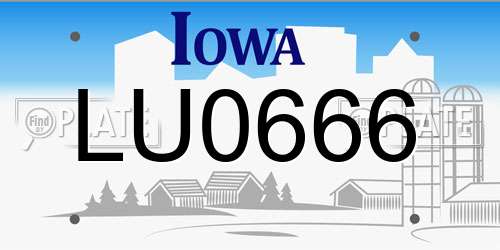 LU0666 Iowa License Plate