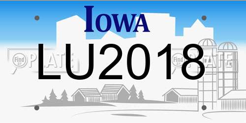 LU2018 Iowa License Plate