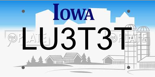LU3T3T Iowa License Plate