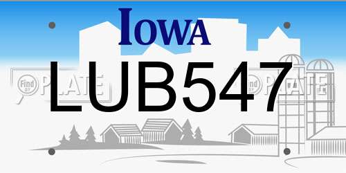 LUB547 Iowa License Plate