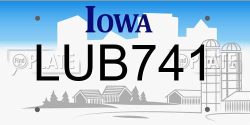 LUB741 Iowa License Plate